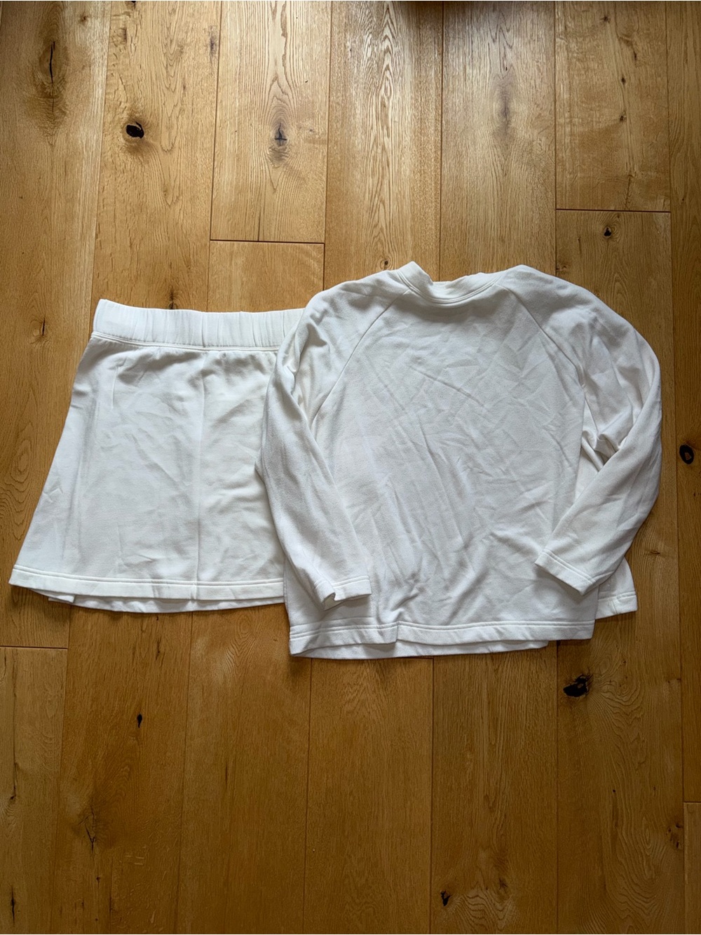 Free People FP Beach Casual Cream Knit Skirt Set – Long Sleeve Top & Mini Skirt